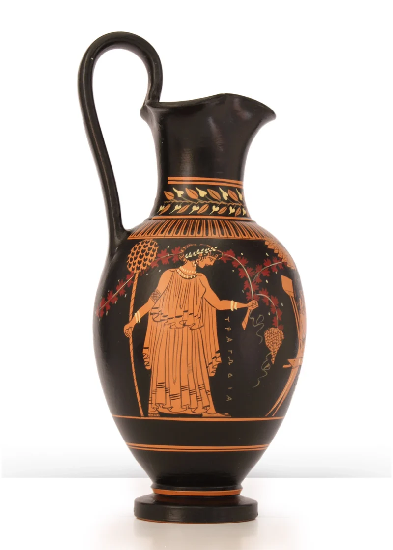 Vase grec avec Dionysos à figures rouges