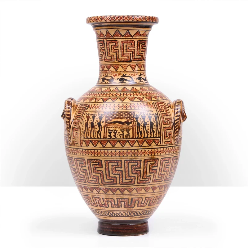 Vase Grec Géométrique avec Motifs Complexes