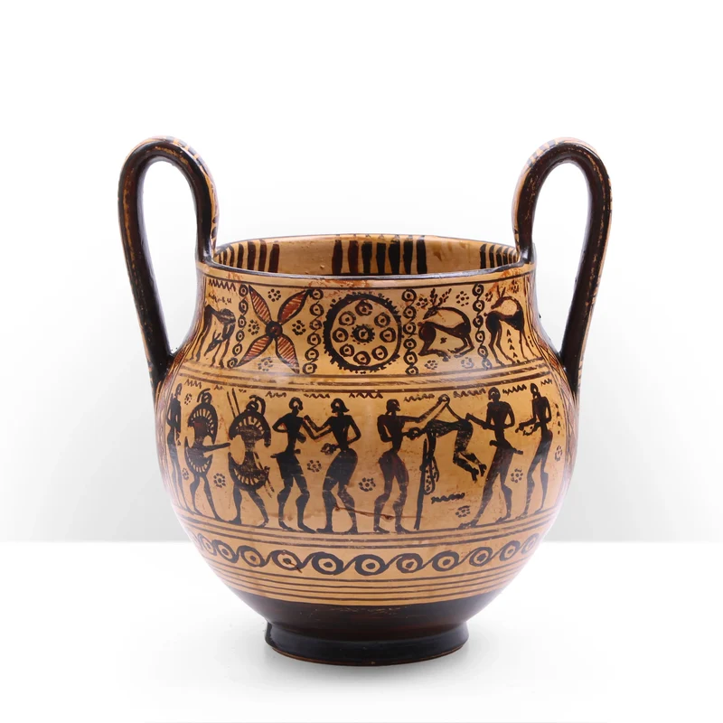Vase Grec Géométrique avec Scène des Juments de Diomède