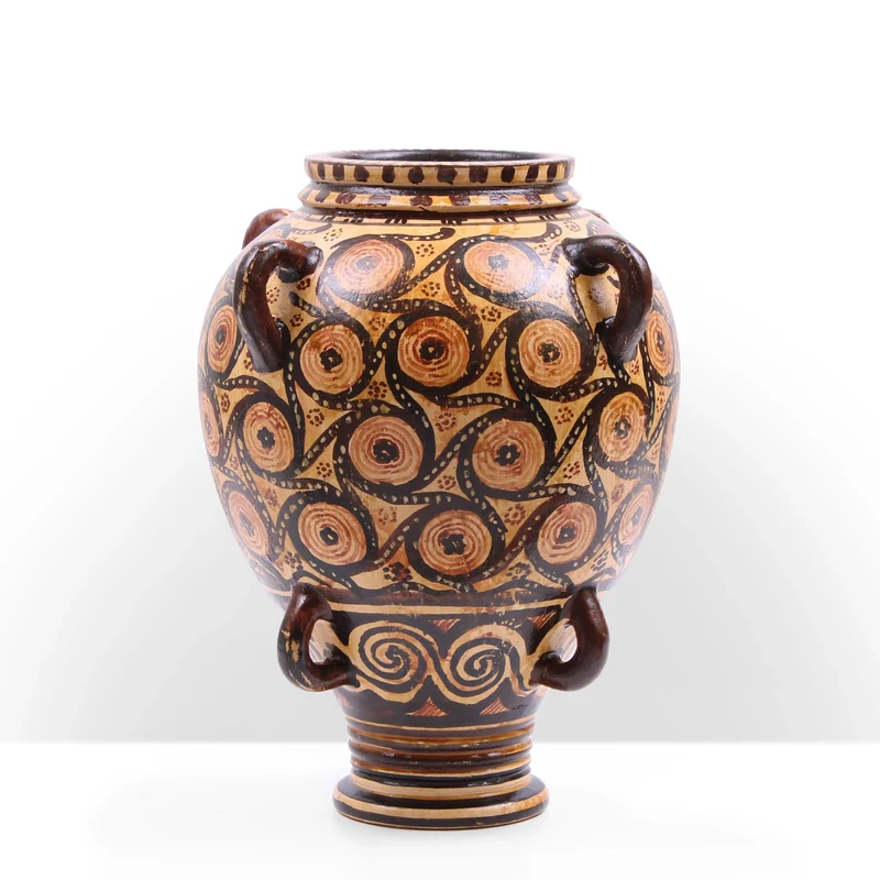Vase Minoen Grec avec Peinture d'Art Géométrique