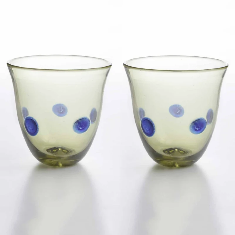 Verre Romain avec Points Bleus en Paire