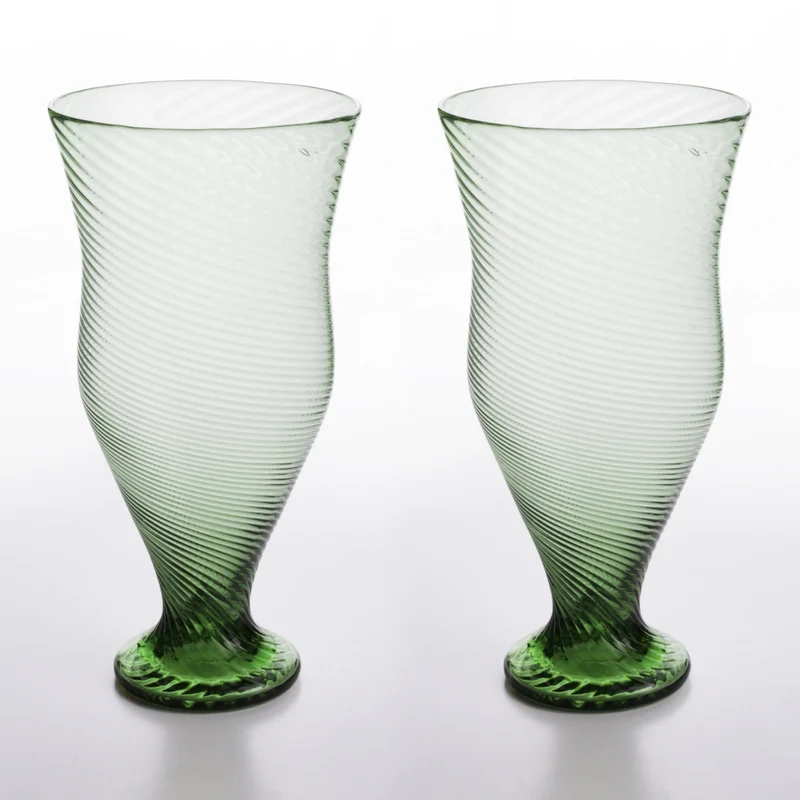 Verre Romain avec Reliefs Linéaires en Paire (Grande Taille)