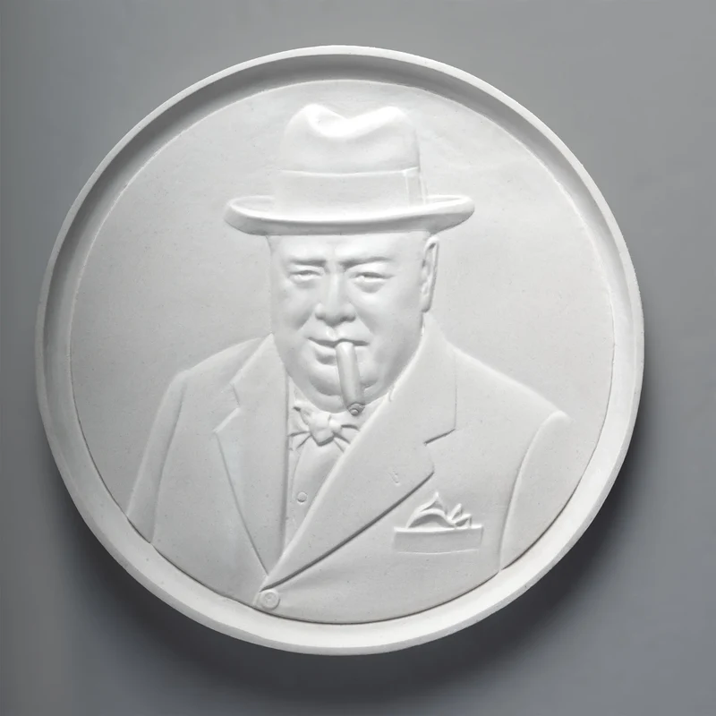 Winston Churchill avec Cigare – Bas-Relief du Bulldog Britannique de la Seconde Guerre mondiale
