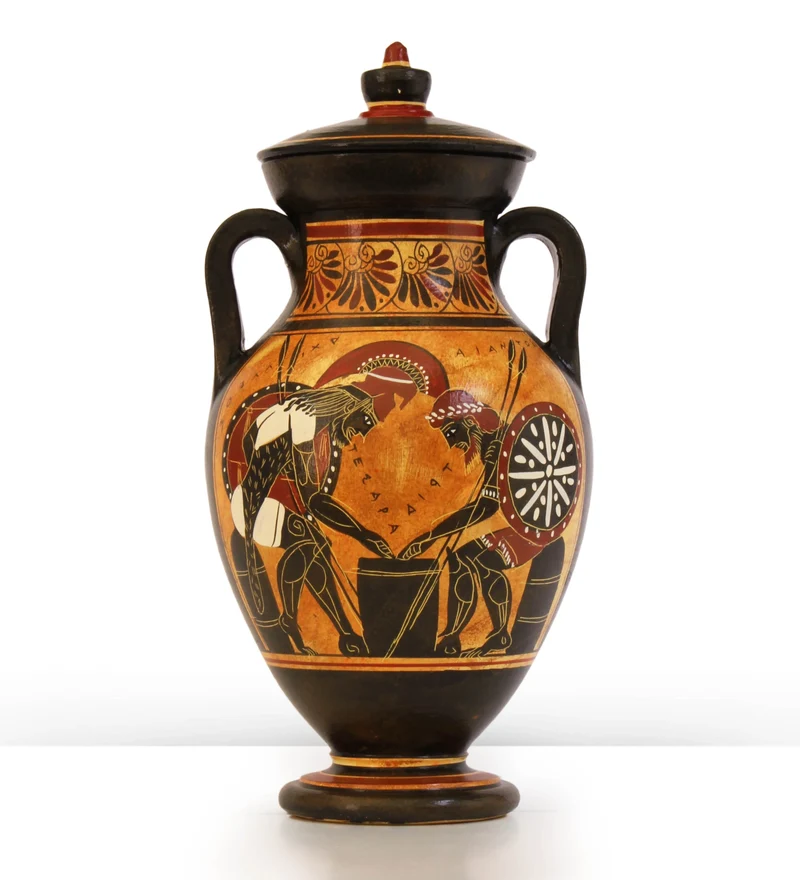 Amphore grecque avec Ajax et Achille à figures noires