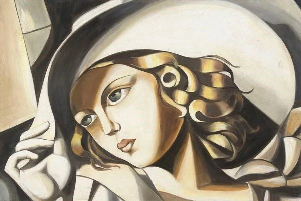 Peinture Fresque Contemporaine : Jeune Femme avec Gants par Tamara de Lempicka