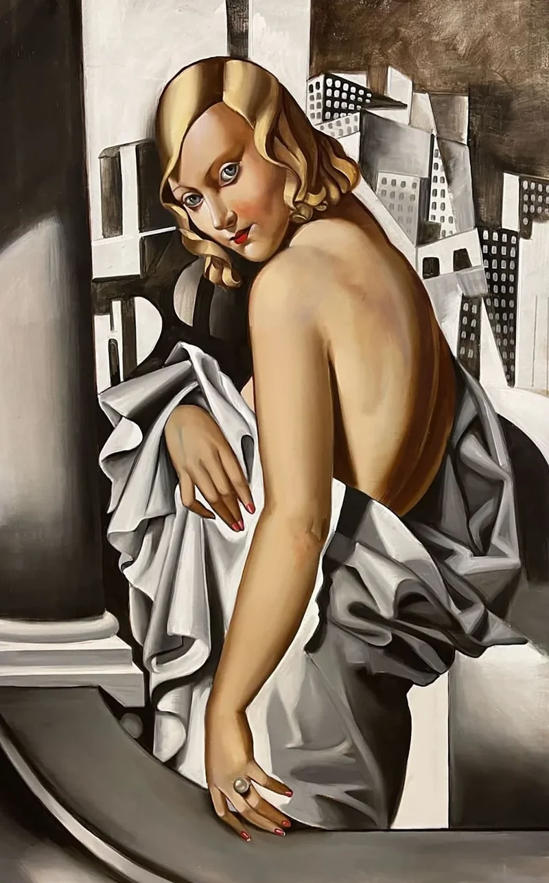Peinture Fresque Contemporaine : Portrait de Marjorie Ferry par Tamara de Lempicka
