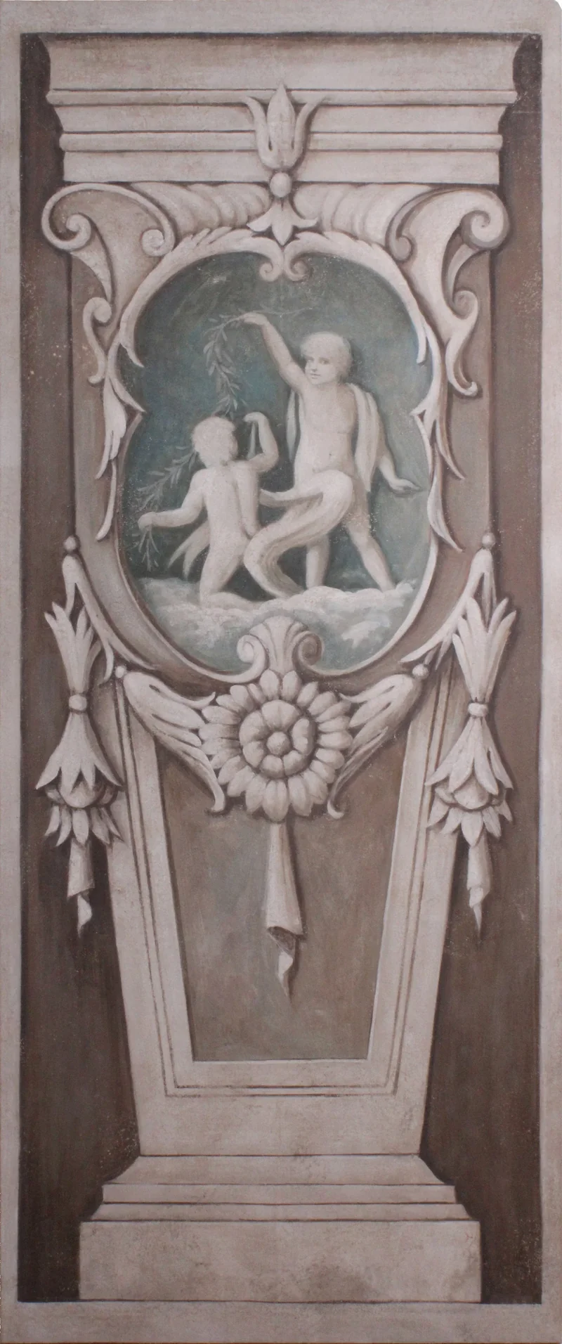 Peinture Fresque Renaissance : Colonne avec camée