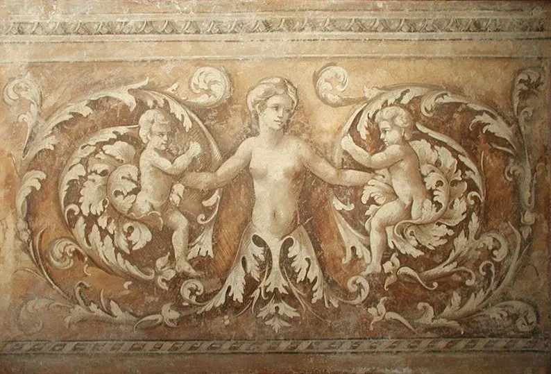 Peinture Fresque Renaissance : Frise monochromatique