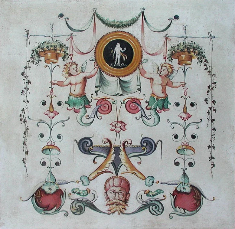 Peinture Fresque Renaissance : Grotesque avec chérubins