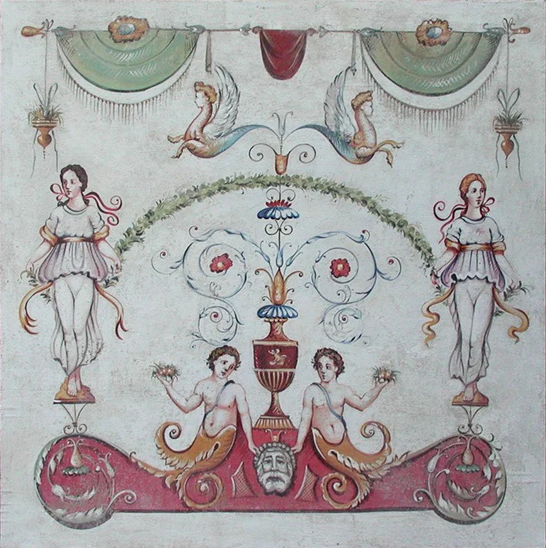 Peinture Fresque Renaissance : Grotesque rougeâtre