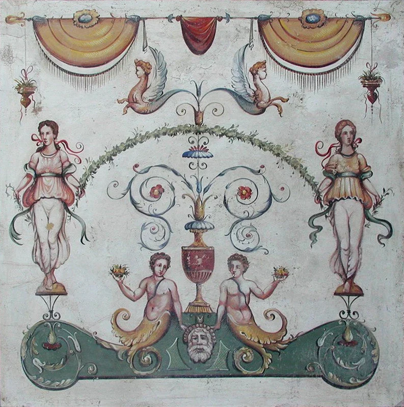 Peinture Fresque Renaissance : Grotesque verdâtre