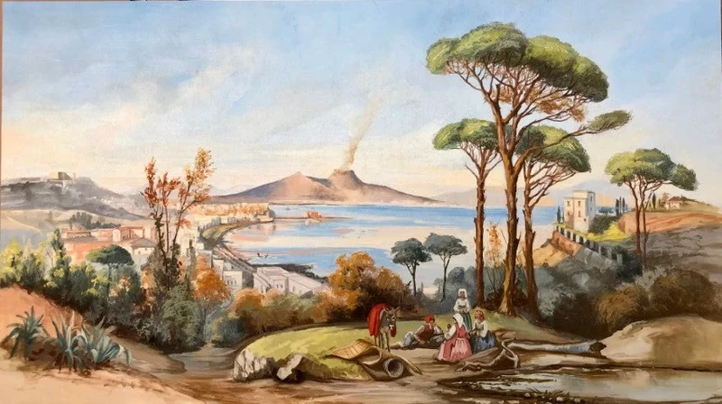 Peinture Fresque Renaissance : Lac avec Vulcain