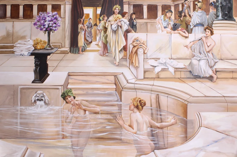 Peinture Fresque Renaissance : Mesdames dans le bain