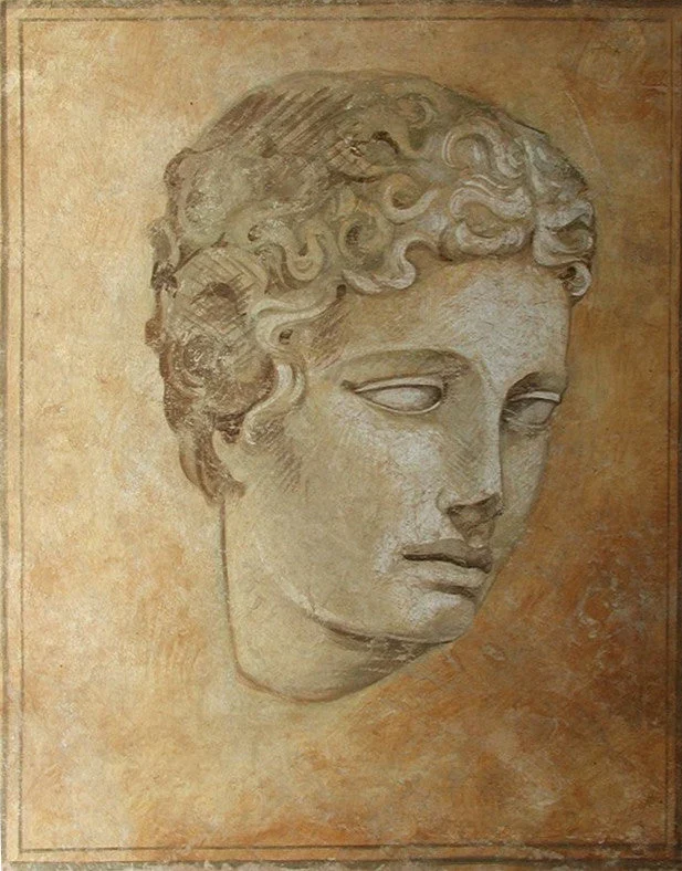 Peinture Fresque Renaissance : Profil d’une statue masculine