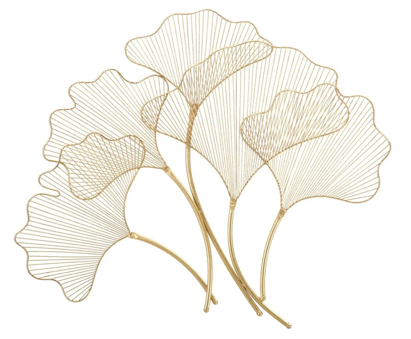 Décoration murale glamour de feuilles dorées