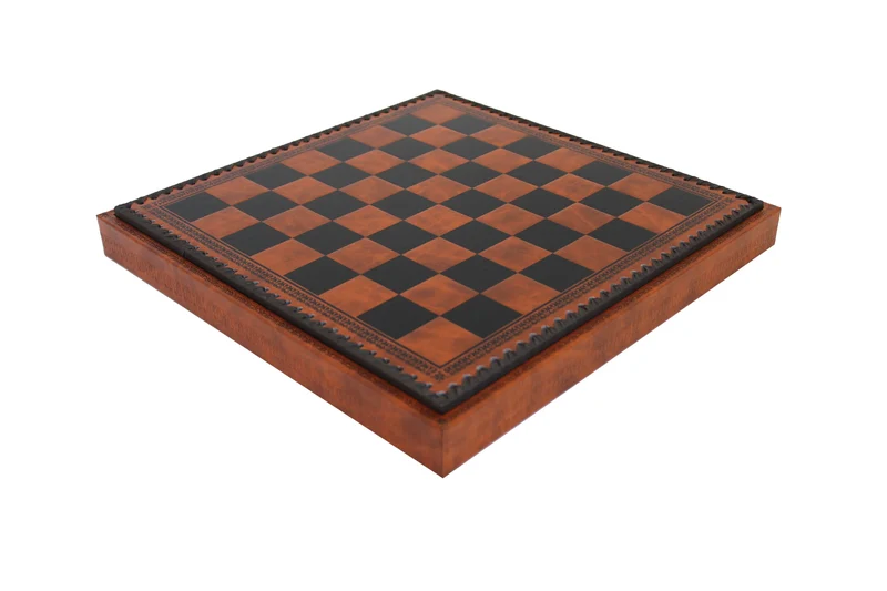 Échiquier en simili-cuir avec dames et backgammon