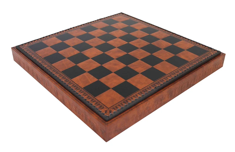 Échiquier en simili-cuir avec pions et backgammon – Grand format