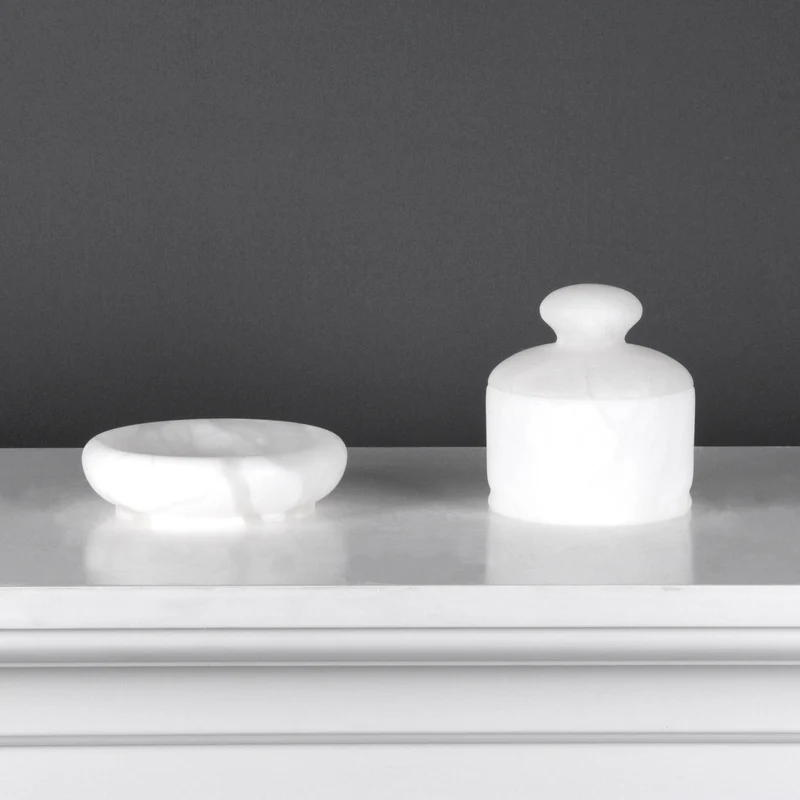 Ensemble d'accessoires de salle de bain (en albâtre massif)