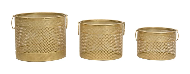 Ensemble de 3 supports de vase en métal doré