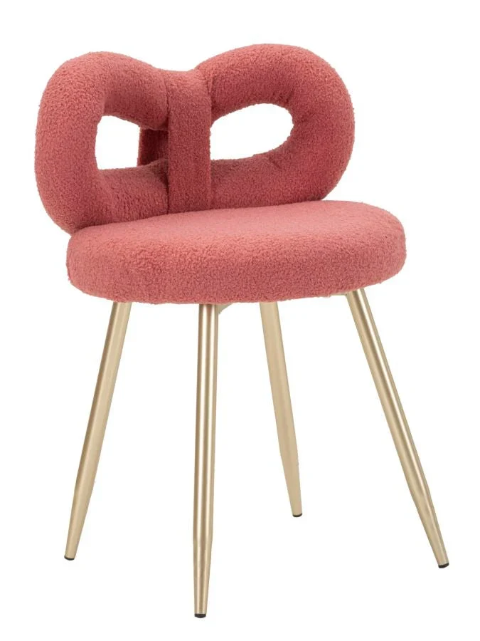 Mini-fauteuil rembourré rose avec pieds en métal – Fauteuil d'appoint Ilary