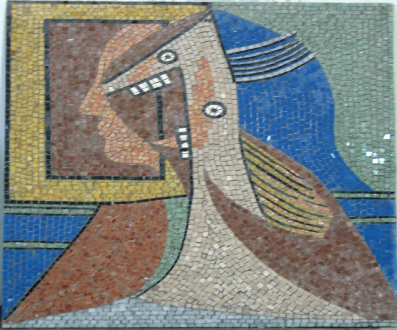 Mosaïque Buste de femme et autoportrait (contemporain - Picasso) - en marble