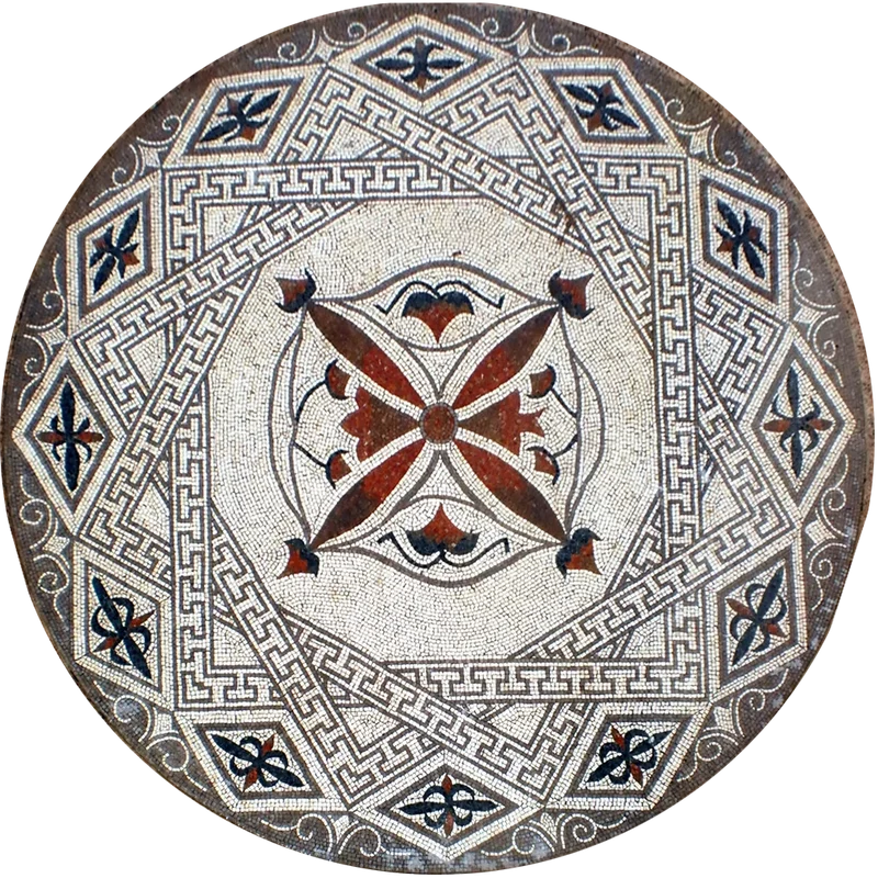 Mosaïque Carrés géométriques - en marble