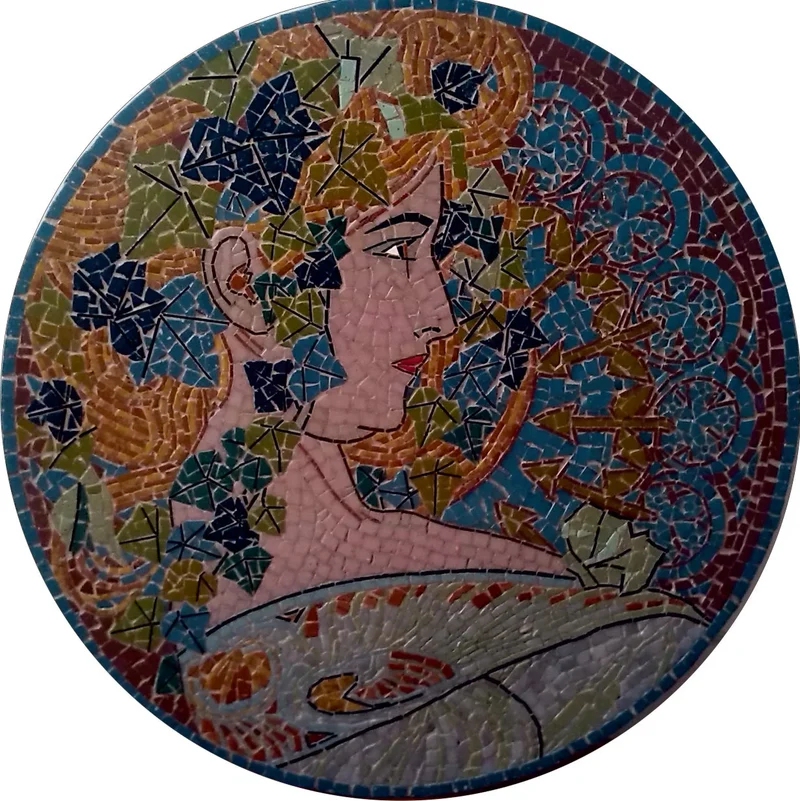 Mosaïque Cercle - Dame (contemporain) - en marble