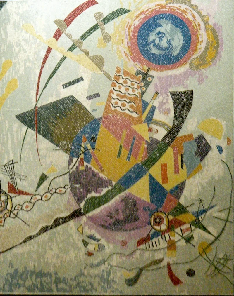 Mosaïque Cercle bleu (contemporain) - en marble