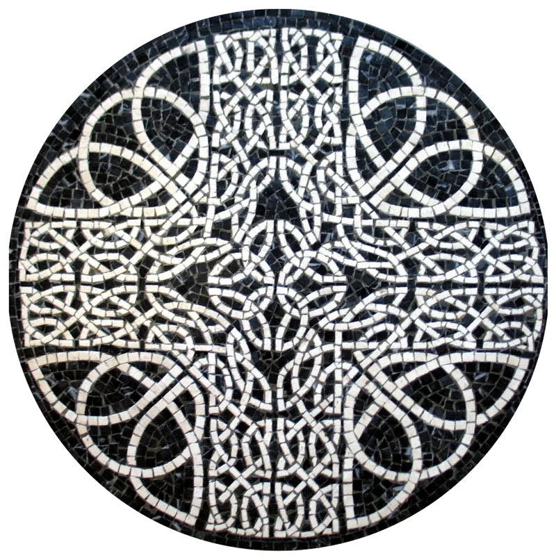 Mosaïque Cercle géométrique noir - en marble