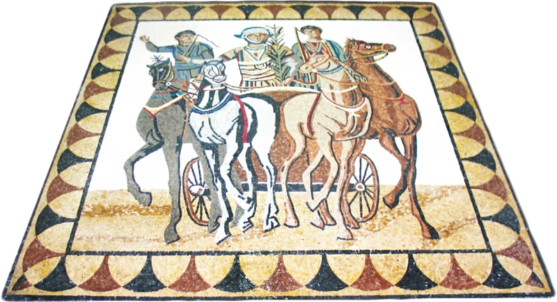 Mosaïque Char romain - en marble