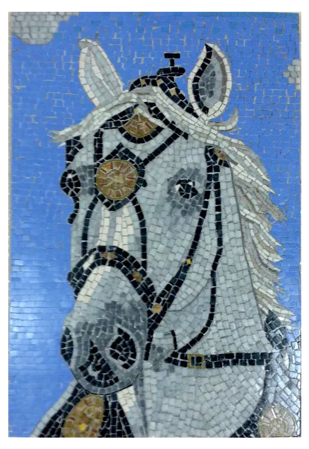 Mosaïque Cheval - en marble