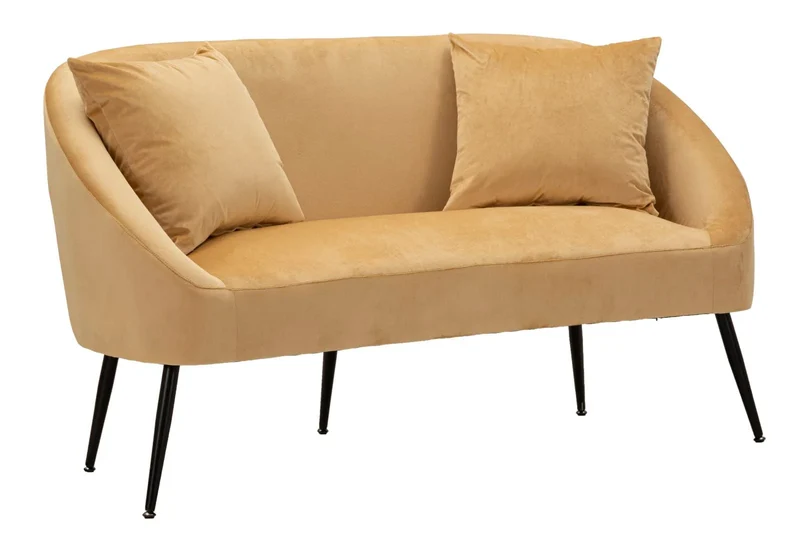 Canapé en velours beige avec coussins – Canapé 2 places Browy
