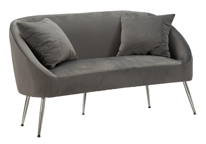 Canapé en velours gris graphite avec coussins – Canapé 2 places Silvery