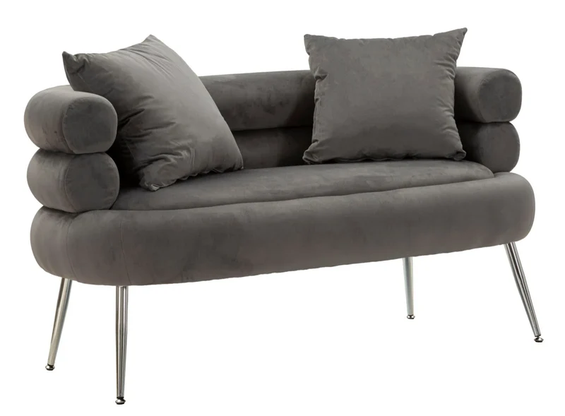 Canapé en velours gris graphite avec coussins – Canapé 2 places Silvery Plus