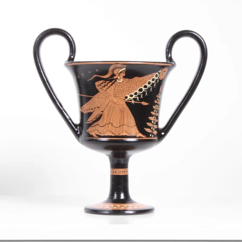 Canthare grec avec Athéna et Déméter à figures rouges