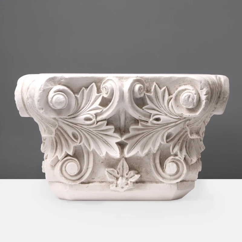 Chapiteau corinthienne grecque - grande sculpture en marbre blanc