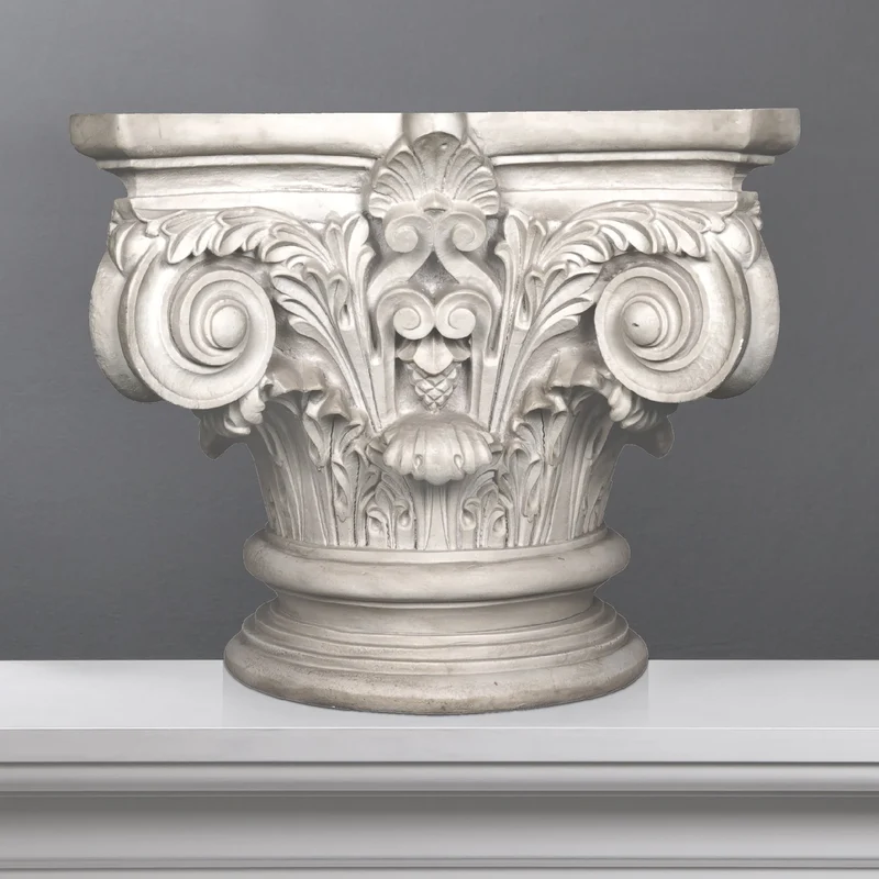 Chapiteau corinthienne romaine - grande sculpture en marbre blanc