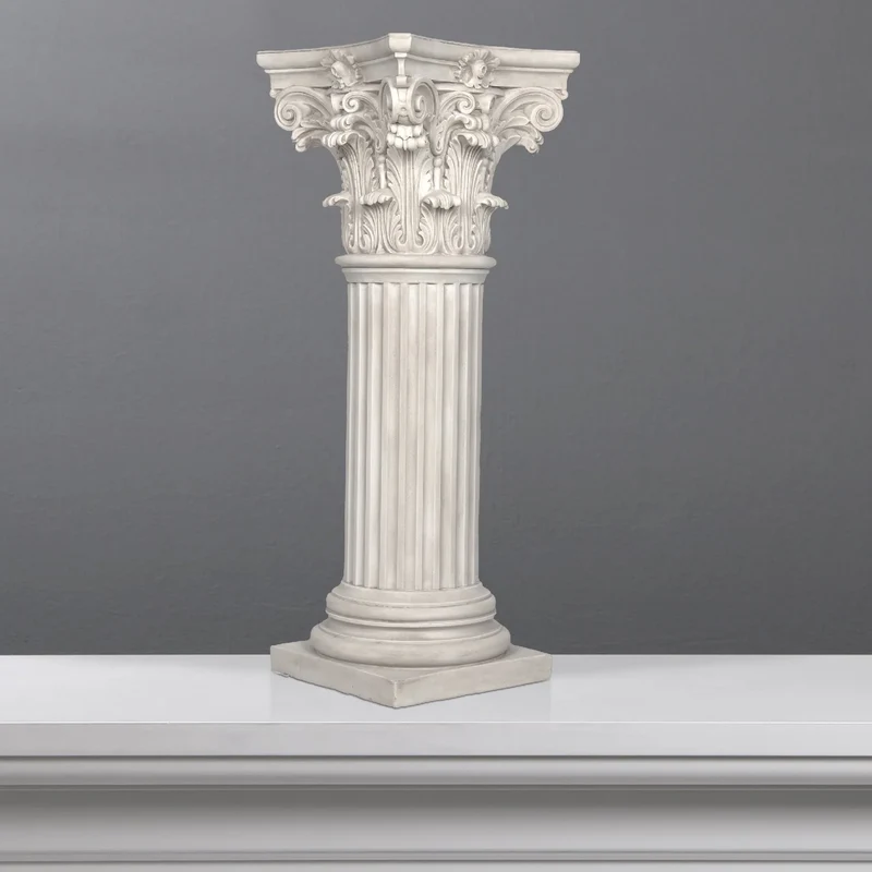 Chapiteau de colonne corinthienne - grande sculpture en marbre blanc