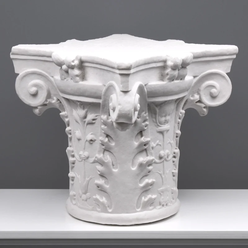 Chapiteau de la colonne toscane - grande sculpture en marbre blanc