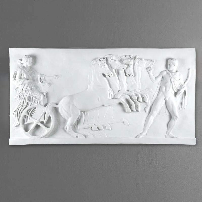 Char d'Éos - bas-relief (Herculanum) - grande sculpture en marbre blanc