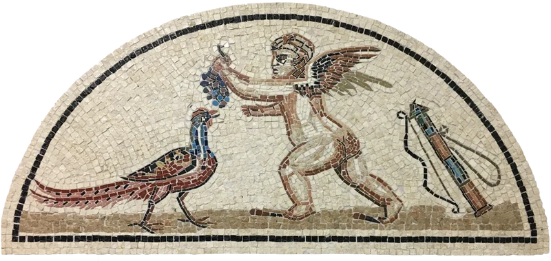 Mosaïque Eros et faisan - en marble