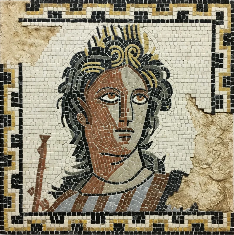 Mosaïque Euterpe, Muse de musique - incomplète - en marble
