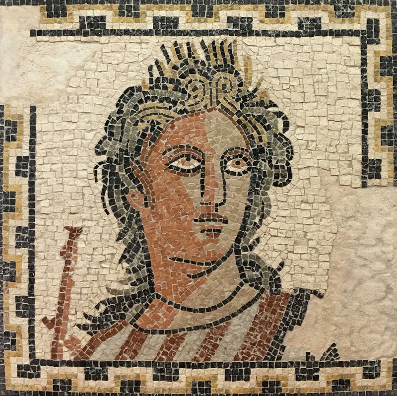 Mosaïque Euterpe, Muse de musique - incomplète - en marble