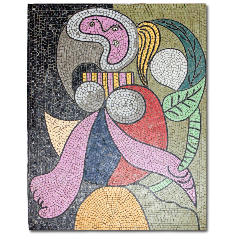 Mosaïque Femme avec fleur (contemporain - Picasso) - en marble