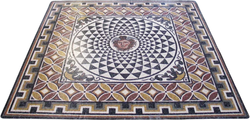 Mosaïque Géométrique avec Medusa - en marble