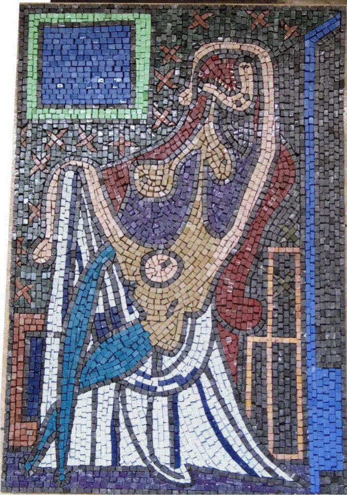 Mosaïque Grand nu au fauteuil rouge (contemporain - Picasso) - en marble