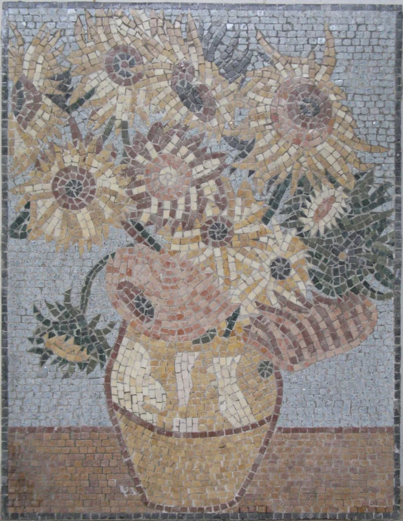 Mosaïque Les Tournesols (contemporain - Van Gogh) - en marble