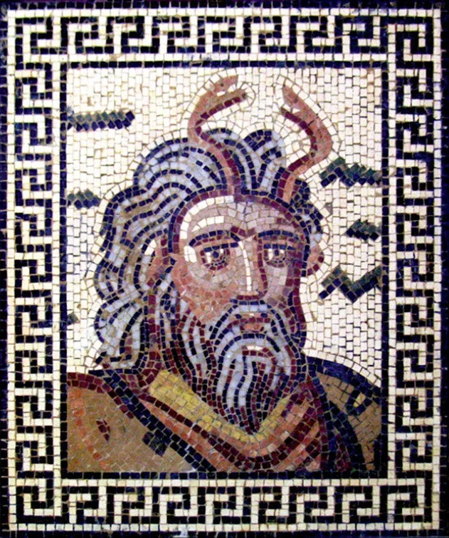 Mosaïque Neptune - Dieu de la mer - en marble