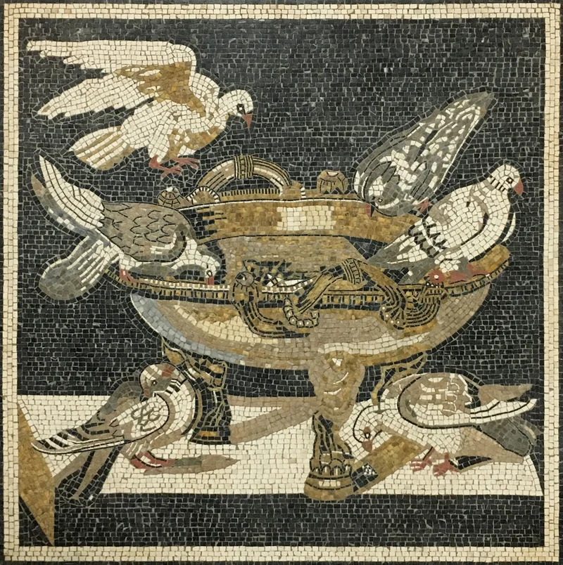 Mosaïque Pigeons - en marble