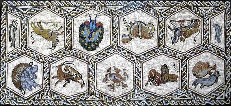 Mosaïque Tapis d'animaux - en marble